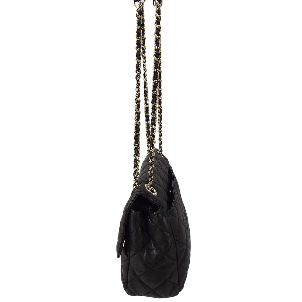 Michael‎ Kors Sloan Black Quilted Lamb Leather Shoulder Bag Crossbody Gold Chain - Picture 7 of 12
